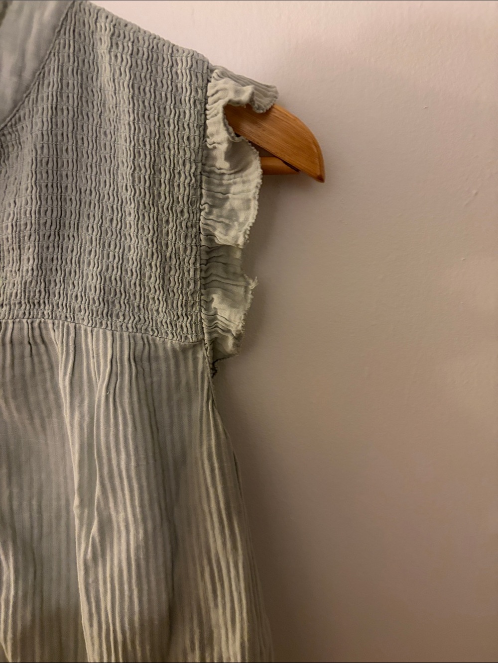 J. Crew Sage Green Smocked Cap-Sleeve Button Front Top - Picture 4 of 8